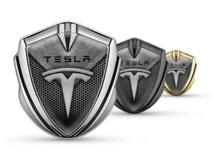 Tesla Emblema Metal Insignia Mínimo Aspecto Universal Forma